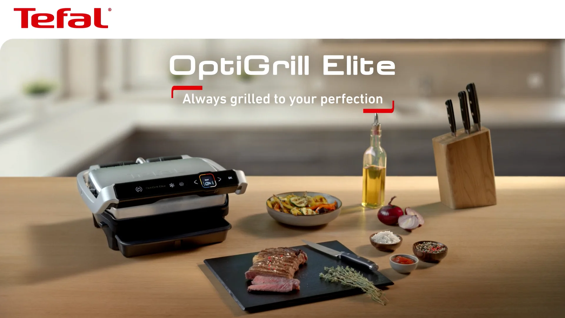 Tefal GC750 OptiGrill Elite Intelligent Grill on Vimeo