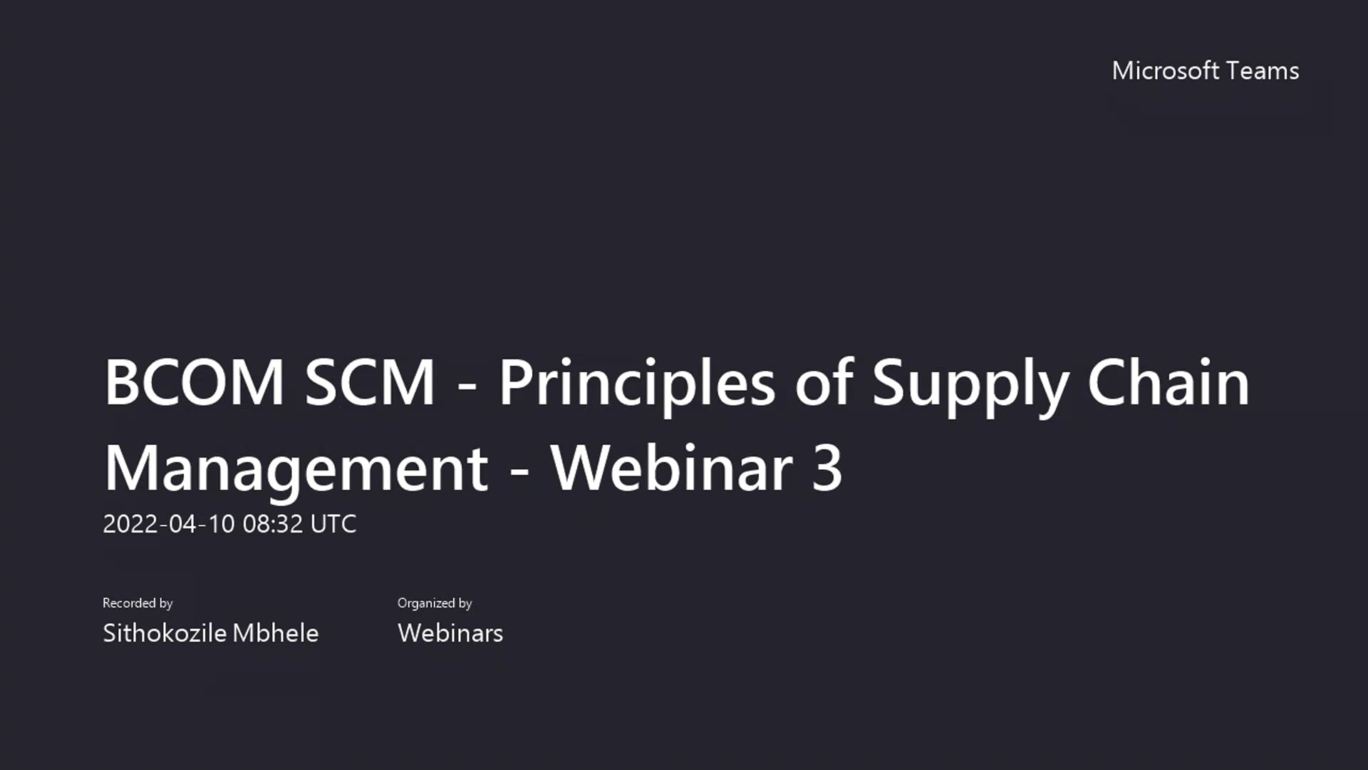 SCM Principles of Supply Chain Management inar 3 on Vimeo