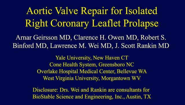 Isolated Right Coronary Leaflet Prolapse