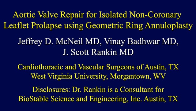 AV Repair for Isolated Non-Coronary Leaflet Prolapse