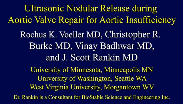 Ultrasonic Nodular Release during Aortic Valve Repair for Aortic Insufficiency