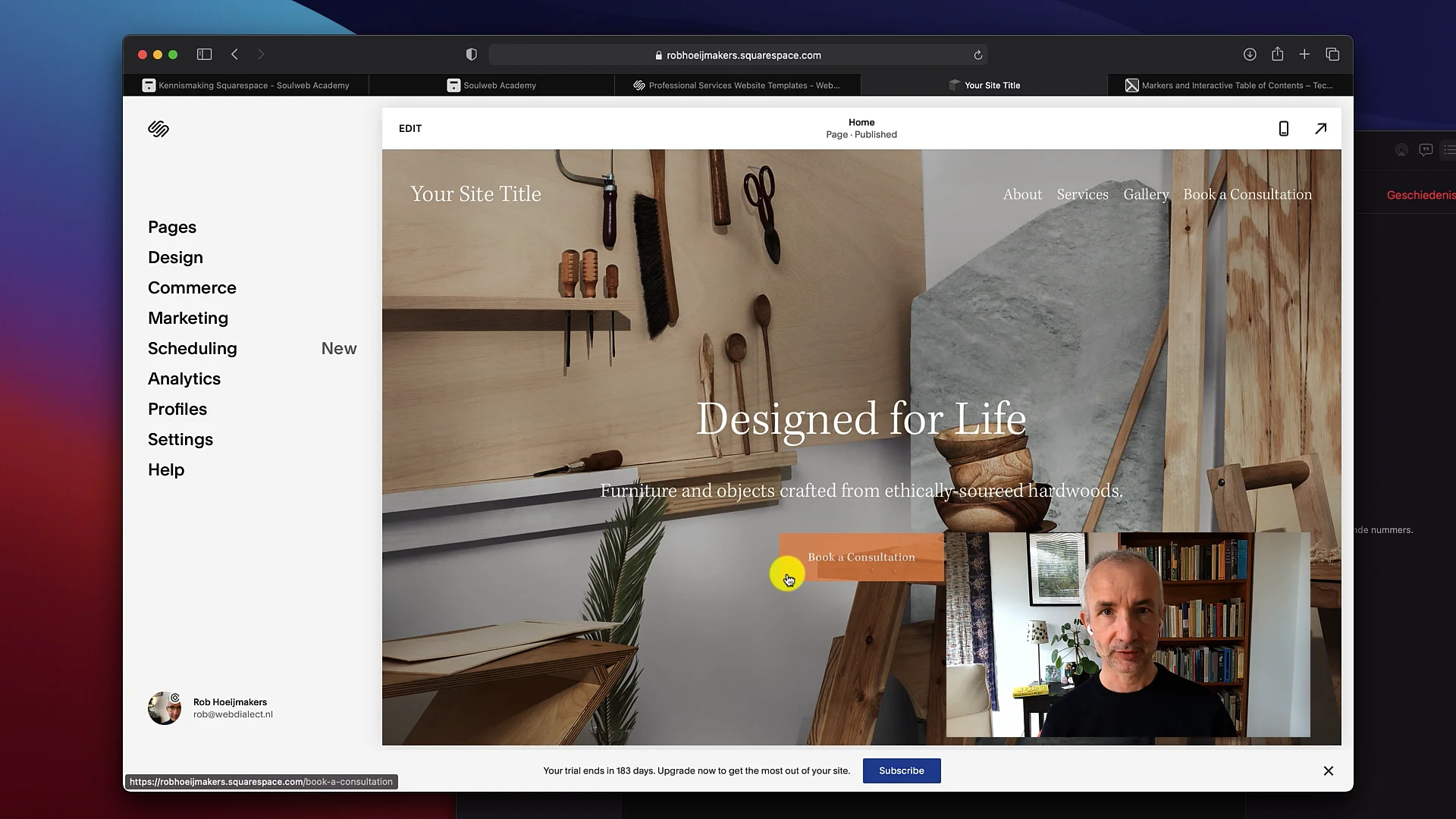 Menu pages on Vimeo