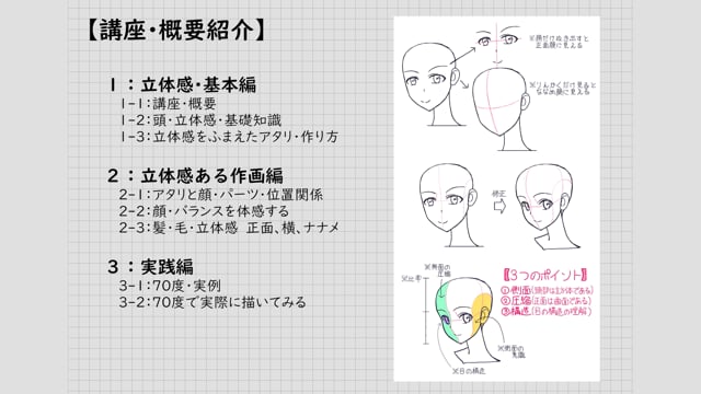 立体的な頭の描き方講座 お絵かき講座パルミー