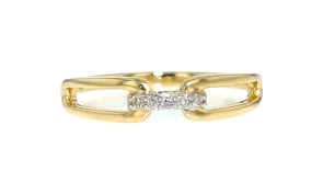 14kt Yellow Gold Paper Clip Link Ring with Diamond Accents