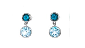 6.70 ct. t.w. London and Sky Blue Topaz Drop Earrings in Sterling Silver
