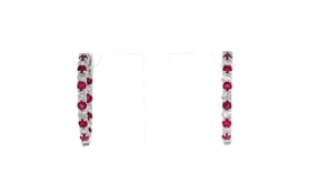 1.00 ct. t.w. Ruby and 1.00 ct. t.w. Diamond Inside-Outside Hoop Earrings in Sterling Silver