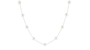 6-6.5mm Cultured Pearl Station Necklace in 14kt Yellow Gold