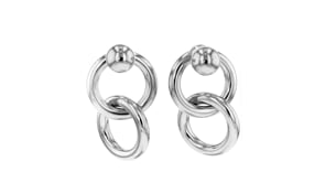 Italian Sterling Silver Interlocking-Circle Front-Back Earrings