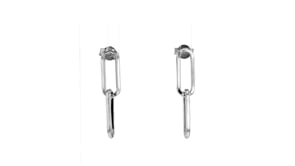 Italian Sterling Silver Paper Clip Link Drop Earrings