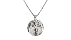 Mother-of-Pearl Owl Pendant Necklace in Sterling Silver