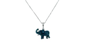 .25 ct. t.w. Blue Diamond Elephant Pendant Necklace in Sterling Silver