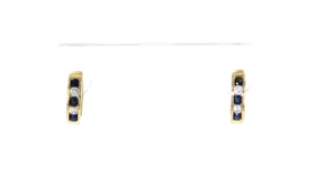 45 ct. t.w. Sapphire and .20 ct. t.w. Diamond Huggie Hoop Earrings in 14kt Yellow Gold