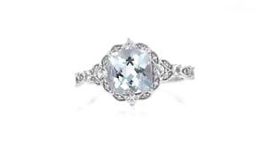 2.10 Carat Aquamarine and .40 ct. t.w. White Sapphire Ring with Diamond Accents in 14kt White Gold
