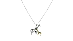 10 ct. t.w. Diamond Mother Giraffe and Baby Pendant Necklace in Sterling Silver and 18kt Gold Over Sterling