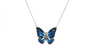 Italian Multicolored Enamel Butterfly Necklace in 14kt Yellow Gold
