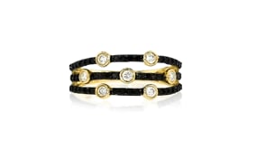 50 ct. t.w. Black and White Diamond Three-Row Ring in 14kt Yellow Gold