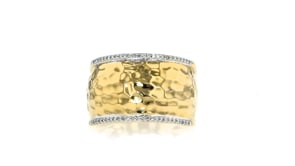 10 ct. t.w. Diamond Hammered Ring in 18kt Gold Over Sterling