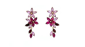 7.30 ct. t.w. Multi-Gemstone Floral Drop Earrings in 18kt Gold Over Sterling