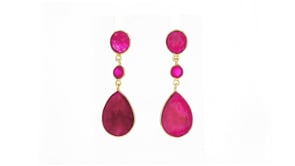 23.20 ct. t.w. Pink Quartz Drop Earrings in 18kt Gold Over Sterling