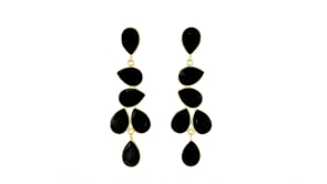 Black Onyx Drop Earrings in 18kt Gold Over Sterling
