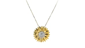 70 ct. t.w. White Topaz Sunflower Necklace in 18kt Gold Over Sterling