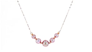 5-8mm Pink Cultured Pearl Necklace in 14kt Rose Gold