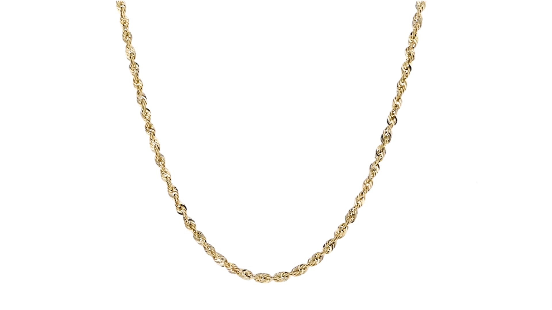 3.2mm 14kt Yellow Gold Rope Chain Necklace on Vimeo