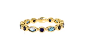 70 ct. t.w. London Blue Topaz and .30 ct. t.w. Sapphire Geometric Ring