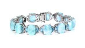 Larimar and 3.80 ct. t.w. Swiss Blue Topaz Bracelet in Sterling Silver