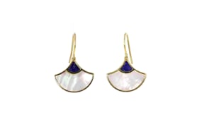 Mother-of-Pearl and Lapis Fan Drop Earrings in 18kt Gold Over Sterling