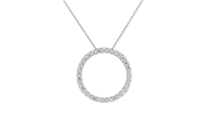2.25 ct. t.w. CZ Open Eternity Circle Pendant Necklace in Sterling Silver
