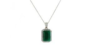 5.50 Carat Emerald and .25 ct. t.w. Diamond Pendant Necklace in 14kt Yellow Gold