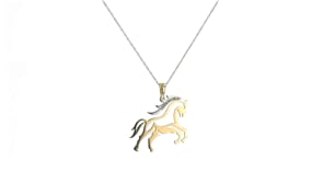 Diamond-Accented Horse Necklace in 14kt Two-Tone Gold