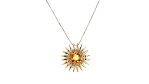 2.00 Carat Citrine and .10 ct. t.w. Diamond Sun Pendant Necklace in 18kt Gold Over Sterling