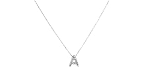 Diamond-Accented Initial Necklace in 14kt White Gold