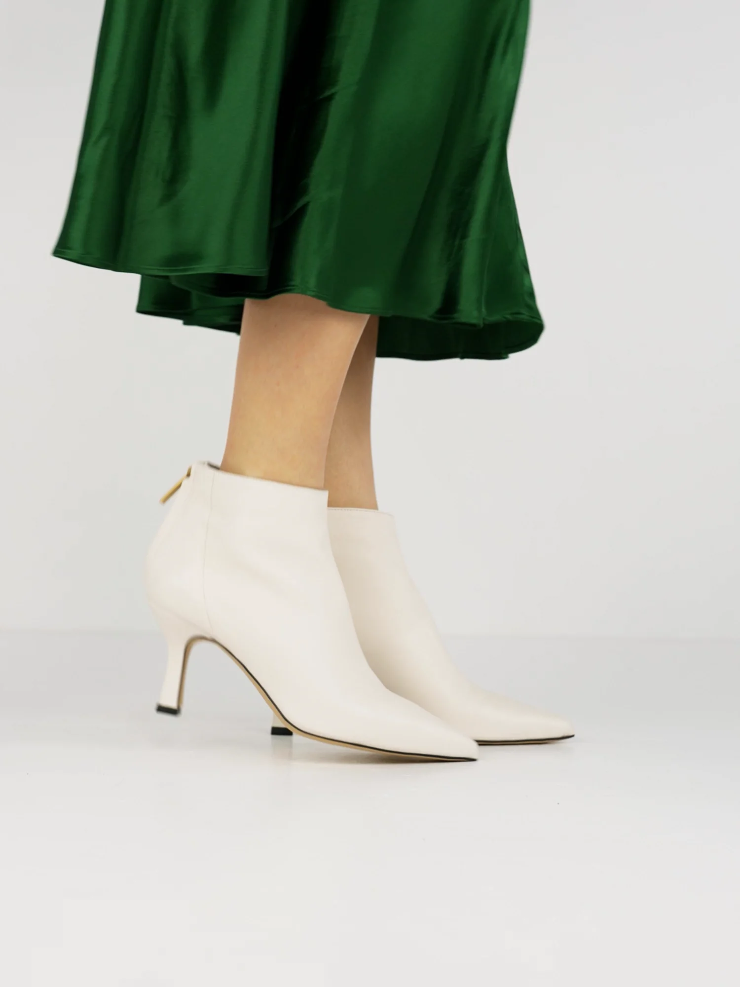 High heel ankle boots woman heel cm white leather Barca Stores