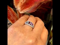 REGARD (Multi Gemstone), Ruby, Emerald, Pearl, Silver Ring 11571-7089