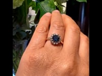 Zafiro, diamante, anillo de 18 ct 11497-2282