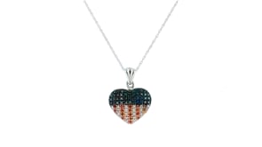 33 ct. t.w. Red, White and Blue Diamond American Flag Heart Pendant Necklace in Sterling Silver