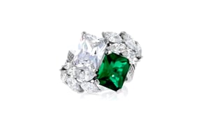 Simulated Emerald and 6.85 ct. t.w. CZ Ring in Sterling Silver
