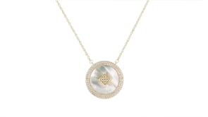 Mother-of-Pearl and .46 ct. t.w. CZ Necklace in 18kt Gold Over Sterling