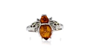 Amber Bumblebee Ring in Sterling Silver