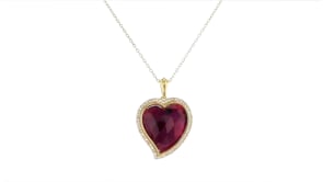 9.75 Carat Ruby and .20 ct. t.w. White Topaz Heart Pendant Necklace in 18kt Gold Over Sterling