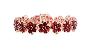 26.70 ct. t.w. Multi-Gemstone Flower Bracelet in 18kt Rose Gold Over Sterling
