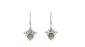 Jade Bumblebee Drop Earrings in Sterling Silver