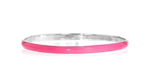 Italian Pink Enamel Bangle Bracelet in Sterling Silver