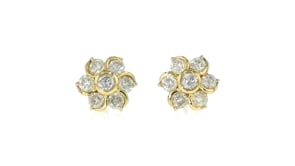 1.00 ct. t.w. Diamond Flower Earrings in 14kt Yellow Gold