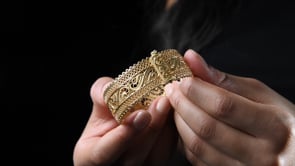 18kt Gold Over Sterling Wide Filigree Bangle Bracelet