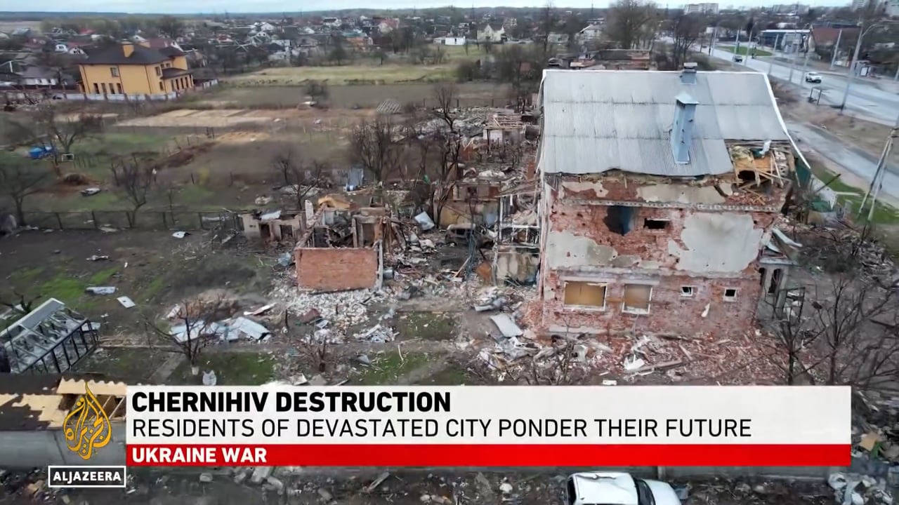 War in Ukraine - Chernihiv 18th April 2022 - Residents return to their destroyed homes to count the cost.