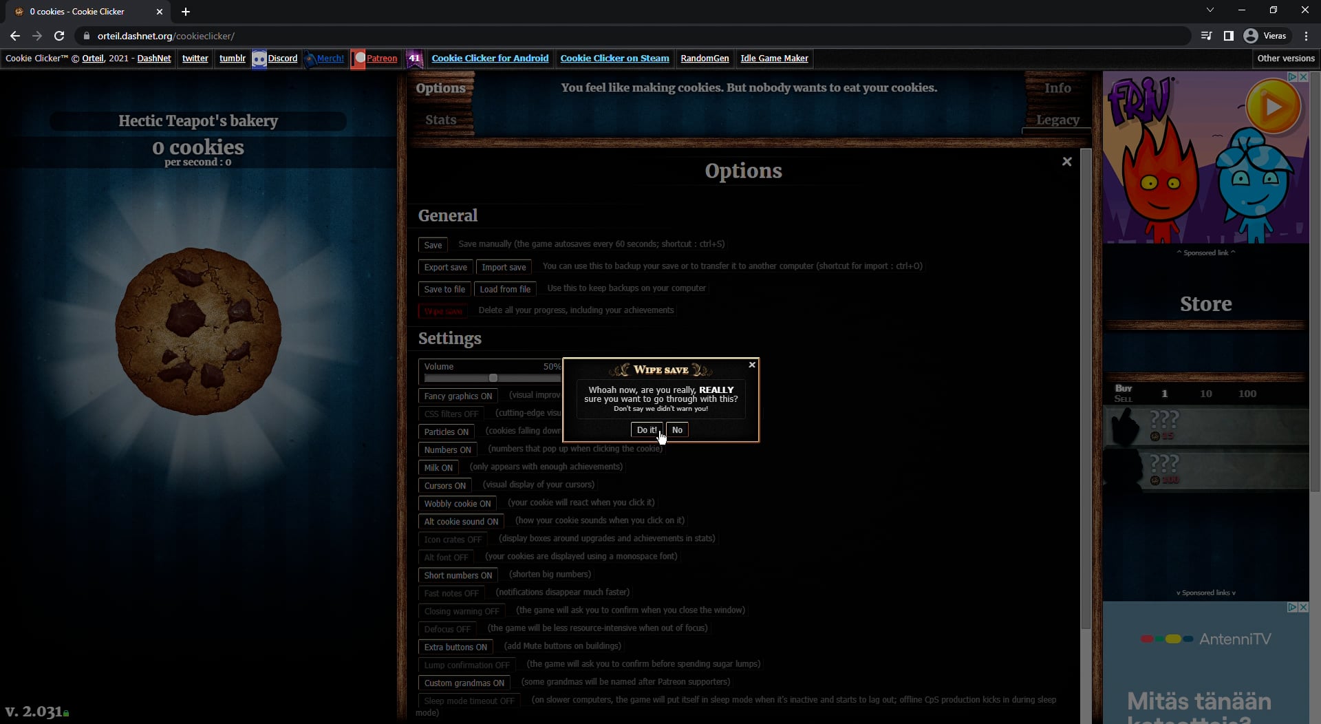 0 cookies Cookie Clicker Google Chrome 20220419 185826 on Vimeo